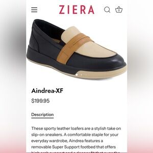 Ziera Aindrea-XF Women's Leather Loafers in Black/Cream/Tan